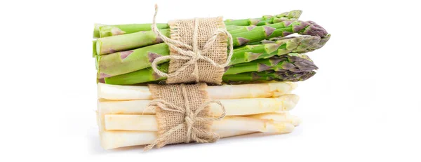 Bunches Delicious White Green Asparagus Isolated White Royalty Free Stock Images