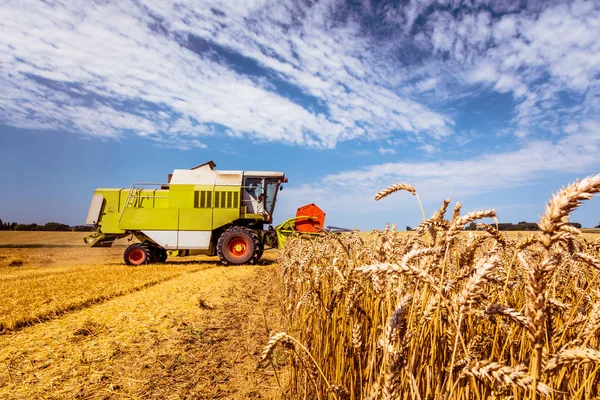 Landbouwmachine Voor Oogst Tarwe Veld — Stockfoto