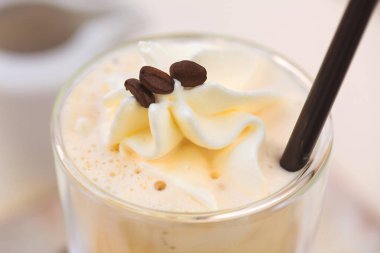 fincan dondurma ile lezzetli Affogato kahve yakın çekim görünümü