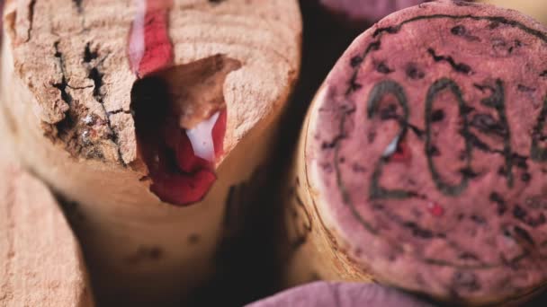 Vue Rapprochée Fond Des Bouchons Vin Usagés — Video