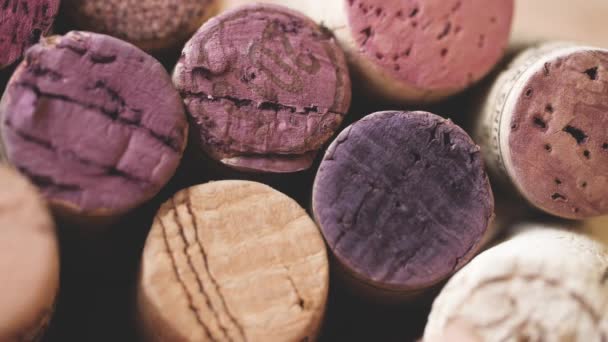 Close View Used Wine Corks Background — Stock Video