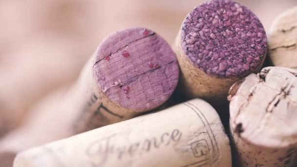 Close View Used Wine Corks Background — Stock Video