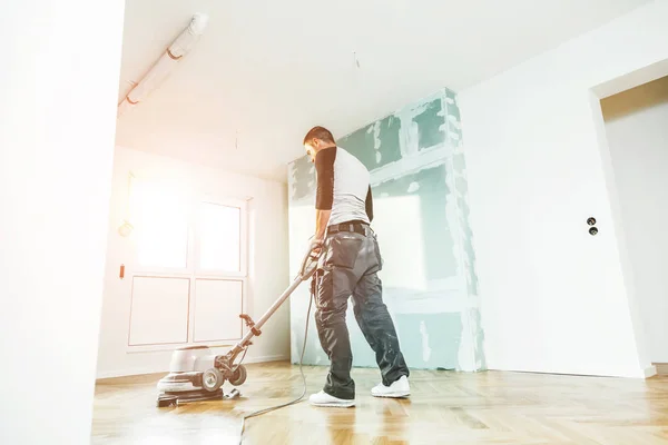 Professionele Timmerman Vershing Eiken Parketvloer — Stockfoto