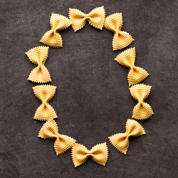 Alphabet Made Pasta Letter Gray Table Background — Stock Photo, Image