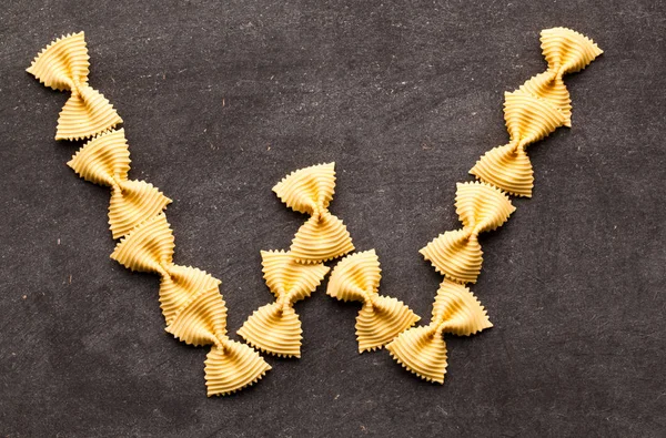 Alphabet Made Pasta Letter Gray Table Background — Stock Photo, Image