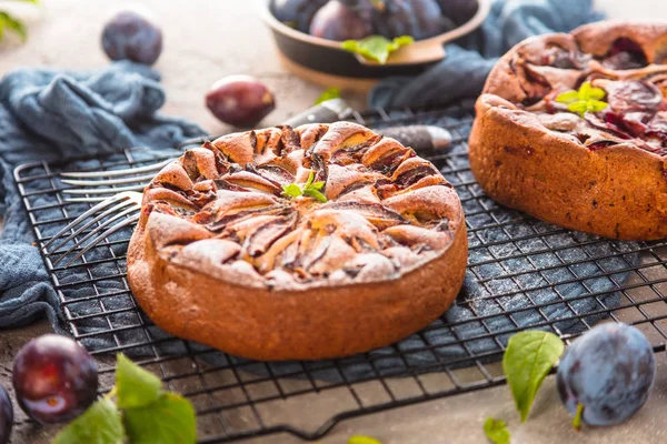 Vista Cerca Deliciosos Pasteles Frutas Dulces Con Plumas — Foto de Stock