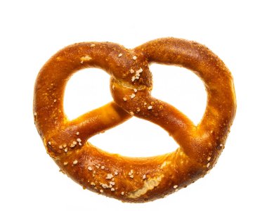 close-up view of delicious crispy salted pretzel isolated on white background clipart
