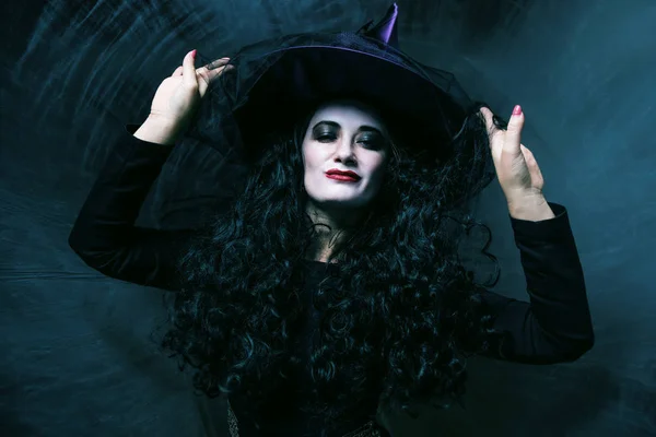 Bella Giovane Donna Che Indossa Costume Strega Concetto Halloween — Foto Stock