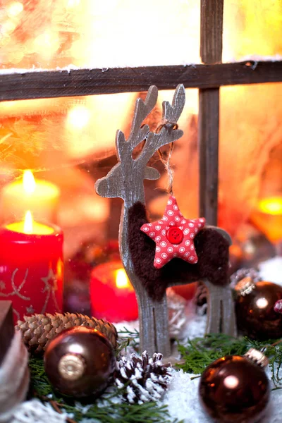 Bodegón Navidad Con Ventana Madera Vieja Fondo Celebración — Foto de Stock