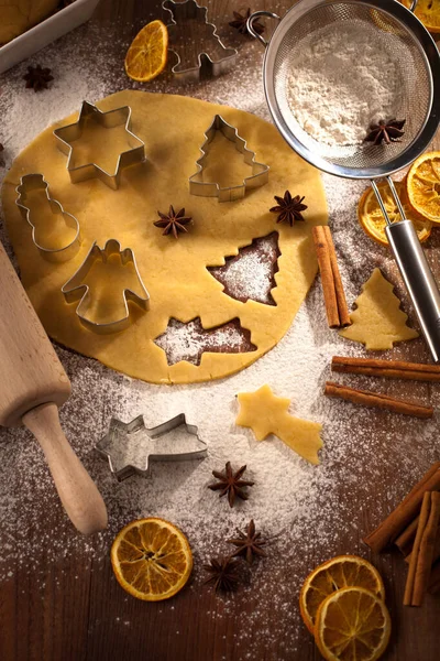Boże Narodzenie Pieczenia Pierniki Ciasteczka Żywności Tło — Zdjęcie stockowe