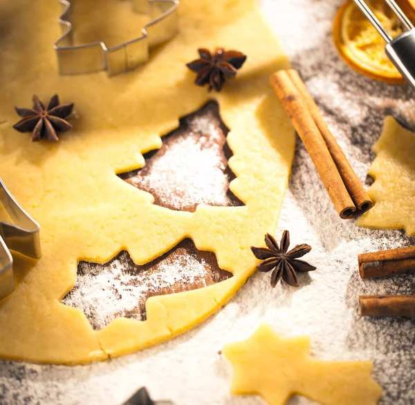 Vue Rapprochée Cuisson Délicieux Biscuits Pain Épice Noël — Photo