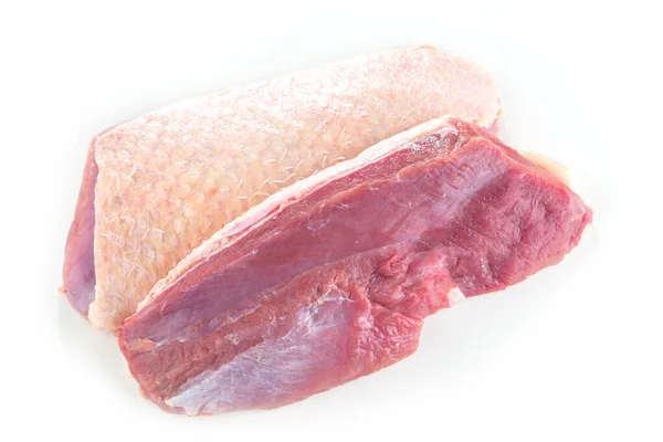 Close View Fresh Raw Duck Breast White Background — Stock Photo, Image