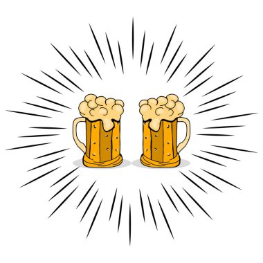 Bira. Festival Partisi. Alkollü içecek. El. Bira Festivali. El çizimi.