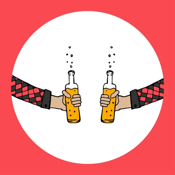 Cerveja. Festa festiva. Bebida alcoólica. Mão. Festival da Cerveja. Desenho manual . — Vetor de Stock