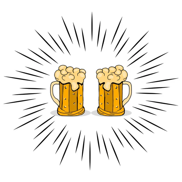 Cerveza. Fiesta festiva. Bebida alcohólica. Mano. Festival de la cerveza. Dibujo manual . — Vector de stock