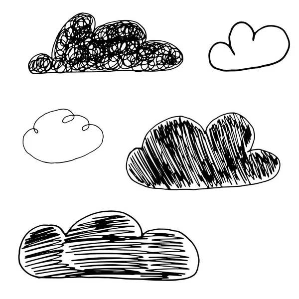 Set of clouds. Scribble. Hand drawing. Icon. For your design. Print. — Stock Vector