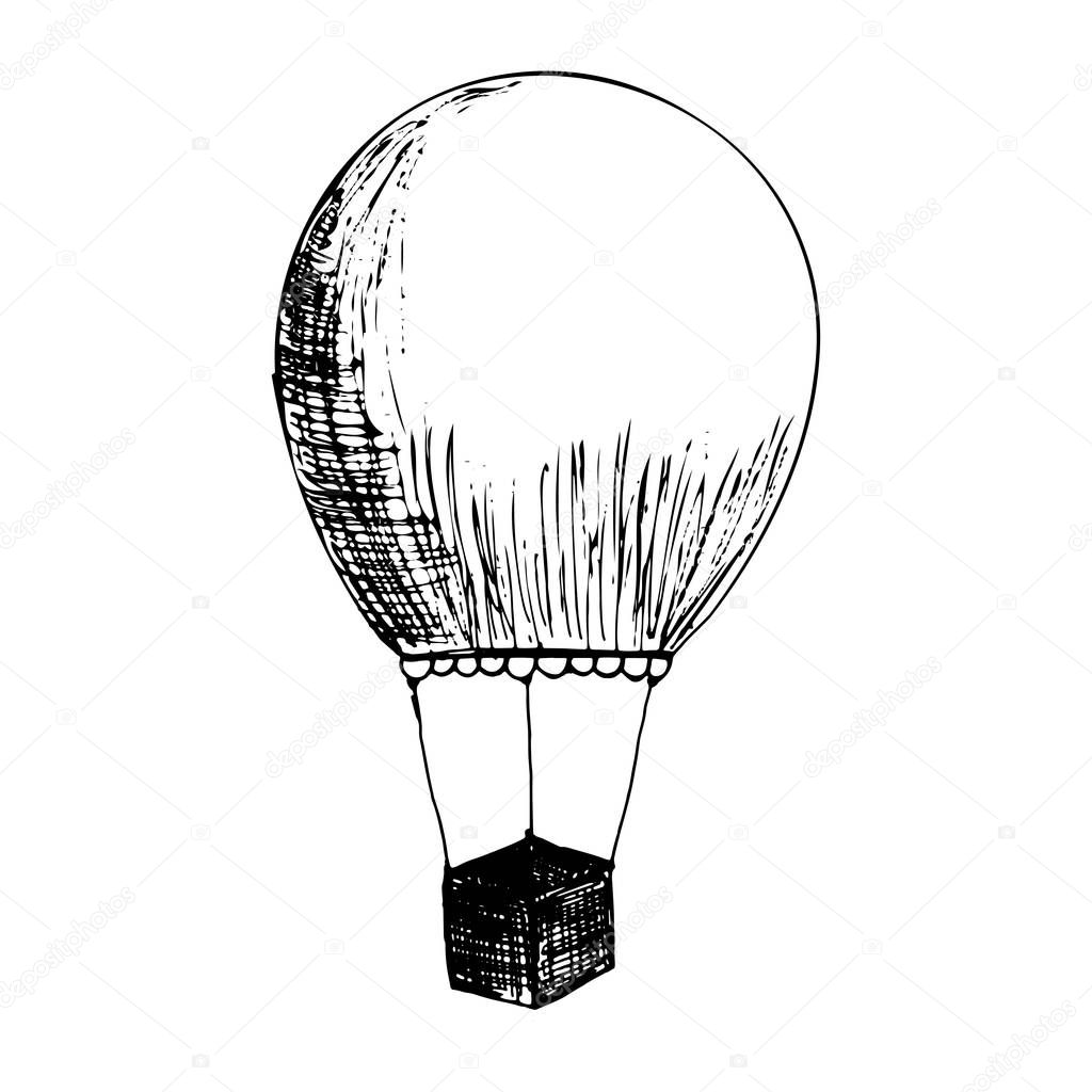 Hot air in the sky. Clouds. Balloon. He is flying. For your design. Print. An object. Icon.
