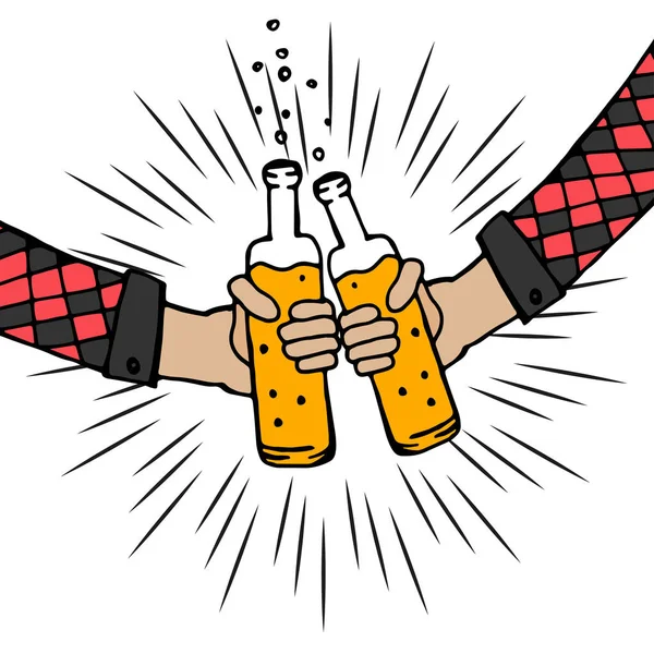 Cerveza. Fiesta festiva. Bebida alcohólica. Mano. Festival de la cerveza. Dibujo manual . — Vector de stock