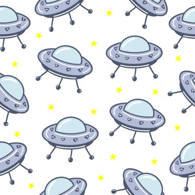 Desen. Uçan daire. UFO. Uzaylılar. Baskı, Çocuk giyim, kartpostal. Tasarımlarınız için. Uzay.