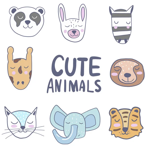 Cute animals. Scandinavian style. Prints for clothes and postcards, for children. For your design. — Stock Vector