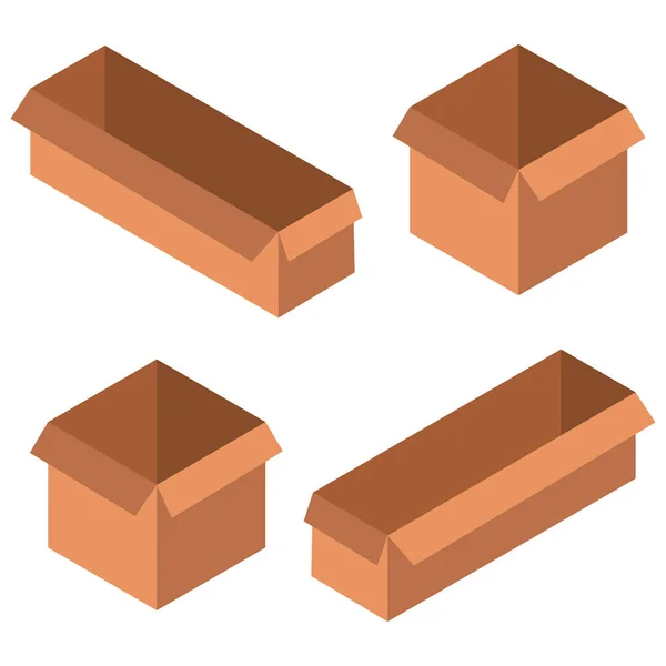 A set of boxes. Isometry. view from above. Cardboard. For your design. An object. Icon. — Stock Vector