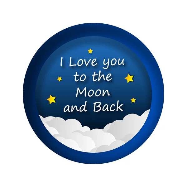 Papperskonst. Jag älskar dig till månen och tillbaka. Utrymme. Universum. Planeter och raketer. Reser runt galaxen. För din design. Origami. — Stock vektor