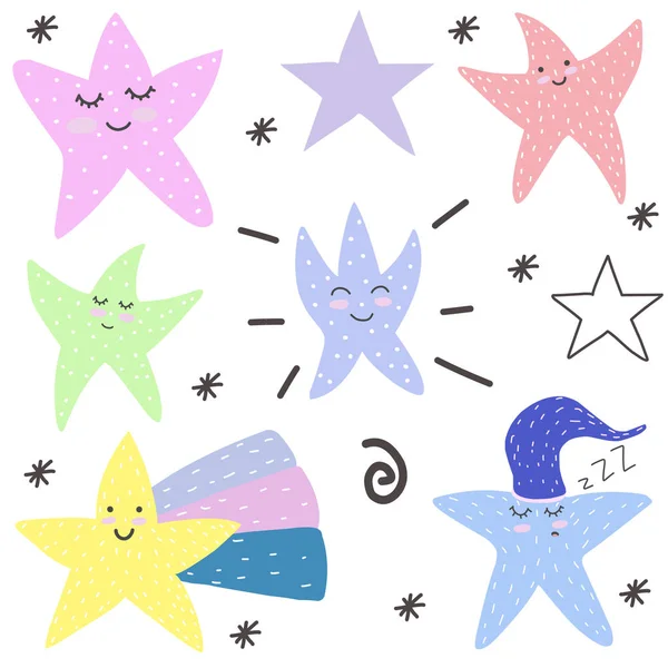 Şirin. Yıldız. Motivasyon. İskandinav tarzı. Kartpostal. Parlak çocuk tasarım. — Stok Vektör