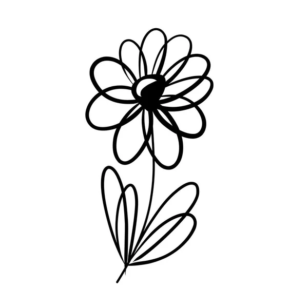 Set de fleurs. Herbier. Bel élément de design pour les invitations au mariage, anniversaire. Pour la conception de cartes postales. Le noir. Dessin manuel. Cadre . — Image vectorielle