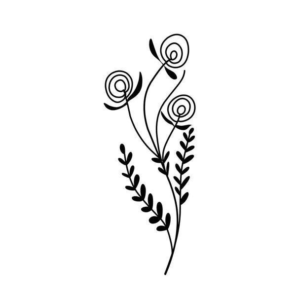 Flower set. Herbarium. Vacker designelement för inbjudningar till bröllop, födelsedag. För vykort design. Svarten. Hand ritning. Frame. — Stock vektor