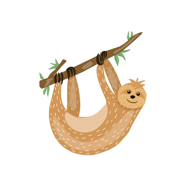 Sloth. Animals Cute cartoon character. Scandinavian style. Lazy. Encouraging inscription. For printing on a postcard, a poster, a children's book. For your design. — Stock Vector