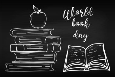 Training. World Book Day. April. Knowledge. Reading. World. For your design. Sheet. Chalk board. School. clipart
