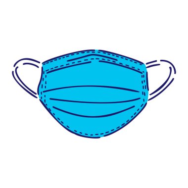 Virüs koruma ikonları, maske, el yıkama. Doğrusal bir şekilde çizmek. Ayak izi koruma kavramı.