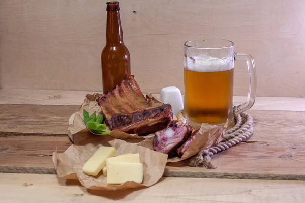 Smoked Pork Ribs Light Beer Cheese — Stock Photo, Image