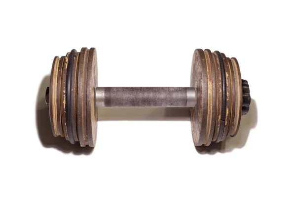 Old Iron Dumbbell Isolated White Background — Stock Photo, Image