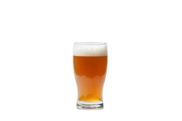 Bicchiere Birra Leggera Isolato Bianco — Foto Stock