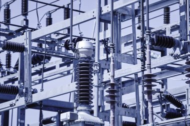 Güç istasyonu yapısı ayrıntı. Enerji santrali. Elektrik üretim. Yüksek gerilim