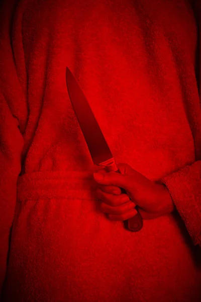 Killer Kvinna Med Kniv Våld Aggression Kriminella Mördare Lönnmördare — Stockfoto