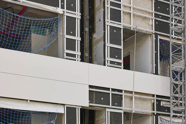 Building Facade Construction Insulation Material Tiles Horizontal — Stock Photo, Image