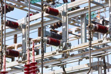 Güç istasyonu yapısı ayrıntı. Enerji santrali. Elektrik üretim. Yüksek gerilim