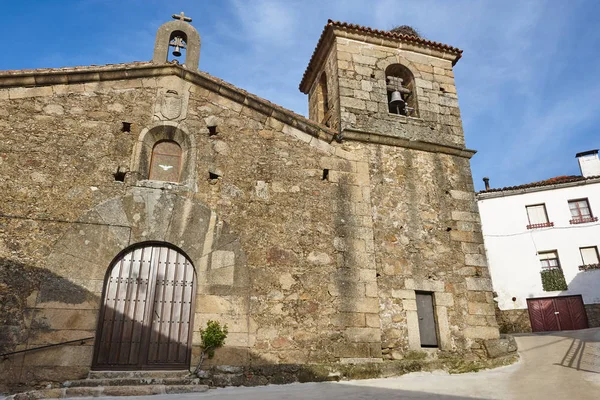 Antyczne Tradycyjne Kamień Hiszpański Kościół Wieś Valdestillas Valle Jerte Hiszpania — Zdjęcie stockowe