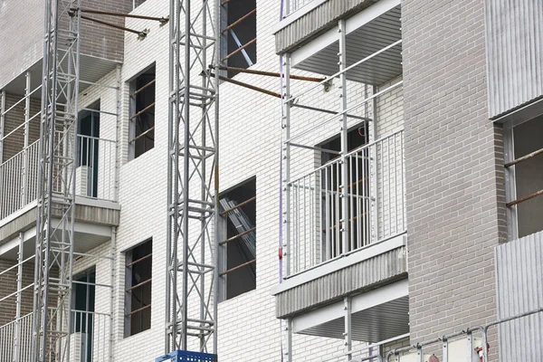 Building Construction Brick Facade Structure Architecture Horizontal — Stock Photo, Image