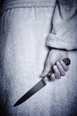 Katil kadın bir bıçakla. Şiddet saldırganlık. Suç katil. Suikastçı