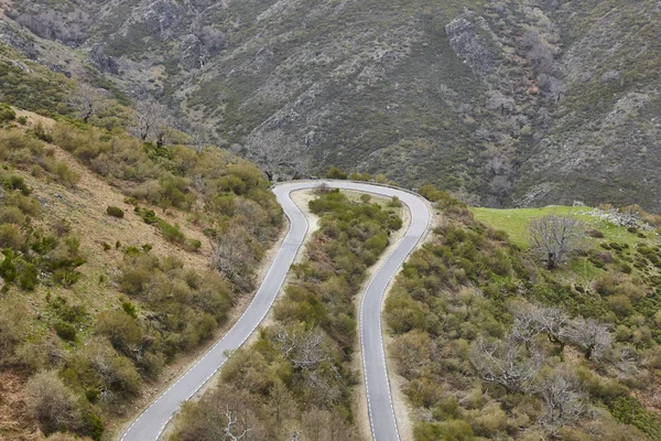 Strada Montagna Asfaltata Curva Vuota Viaggio Paesaggistico Rurale Orizzonte — Foto Stock