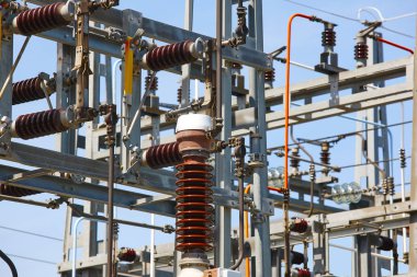 Güç istasyonu yapısı ayrıntı. Enerji santrali. Elektrik üretim. Yüksek gerilim
