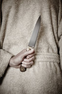 Katil kadın bir bıçakla. Şiddet saldırganlık. Suç katil. Suikastçı
