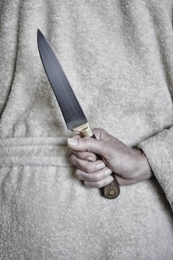 Katil kadın bir bıçakla. Şiddet saldırganlık. Suç katil. Suikastçı