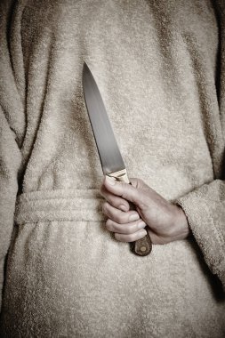 Katil kadın bir bıçakla. Şiddet saldırganlık. Suç katil. Suikastçı