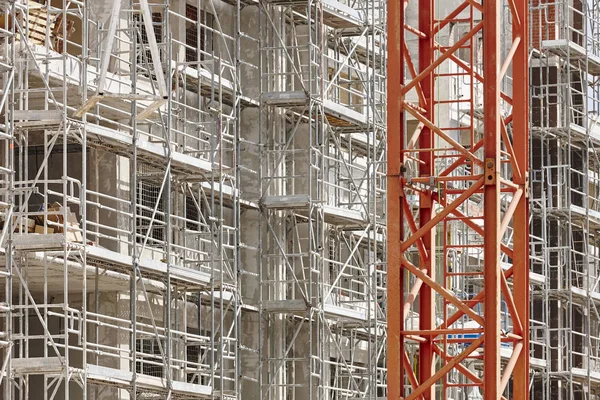 Skele Yapısı Üzerinde Bir Bina Nşaat Mimari Sanayi Çalışma Alanı — Stok fotoğraf