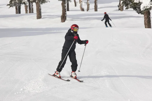 Παιδιά Αρχίζουν Μαθαίνουν Πώς Κάνουν Σκι Χειμερινό Άθλημα Οριζόντια — Φωτογραφία Αρχείου