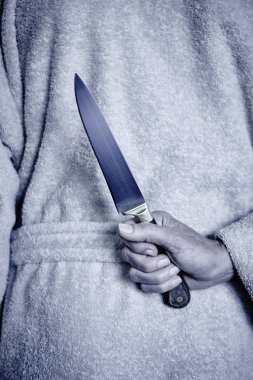 Katil kadın bir bıçakla. Şiddet saldırganlık. Suç katil. Suikastçı